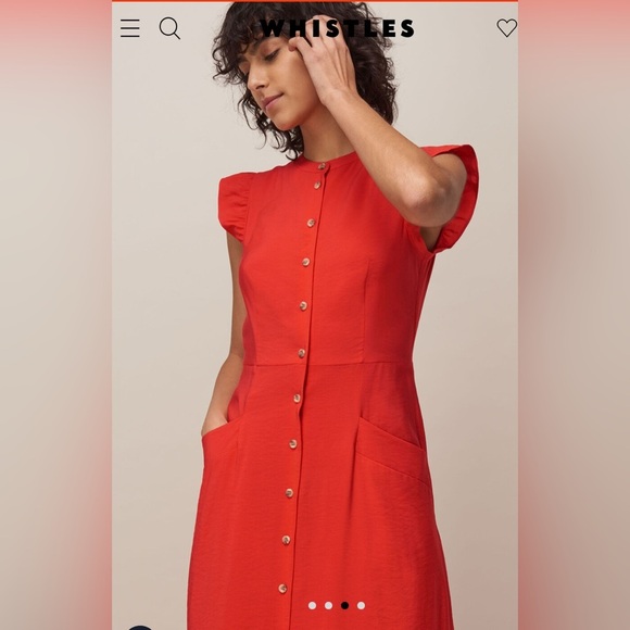 WHISTLES Red Frill Sleeve Button Dress - SIZE 8 - EUC - Picture 7 of 10